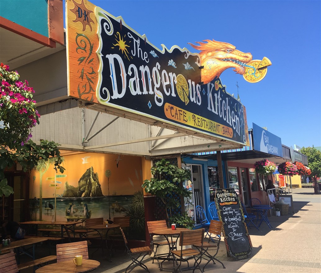 Outside banner for Dangerous Kitchen Cafe