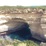 rock formation, alcove with light blue sea