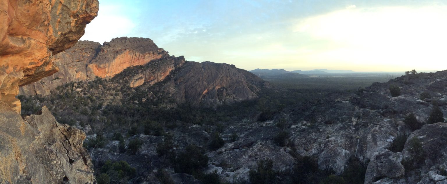 Panoramic from Cave up a mountain