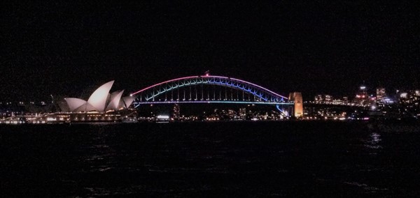 Sydney Opera House and Harbour Bridge at night